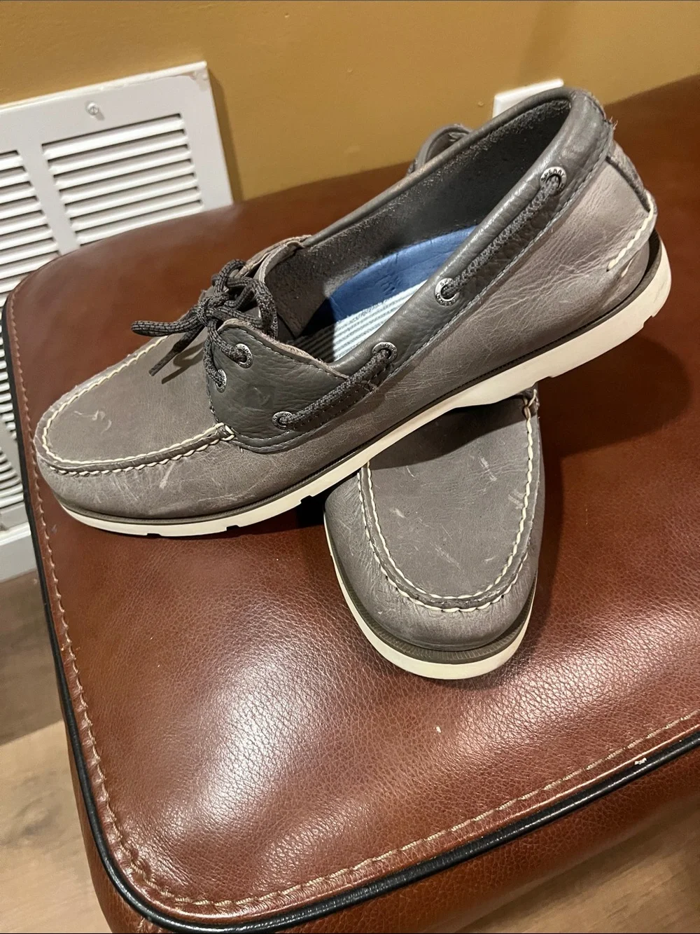 Sperry Men’s Brown Leather Moc-Toe Boat Shoes